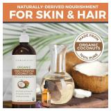 Viva Naturals Organic Fractionated Coconut Oil, 16 fl oz Skin & Hair Moisturizer, Massage Oil, Carrier Oil for Essential Oils
