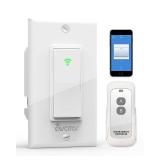 Smart Switch with App & Remote Control, Alexa Light Switch Single-Pole, 2.4GHz Wi-Fi Timer Wall Switch Compatible with Alexa Google Home, Neutral Wire Needed, No Hub Required