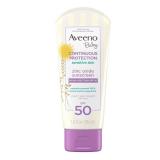 Aveeno Baby Continuous Protection Zinc Oxide Mineral Sunscreen Lotion for Sensitive Skin, Broad Spectrum SPF 50, Tear-Free, Sweat- & Water-Resistant, Paraben-Free, Travel-Size, 3 fl. oz