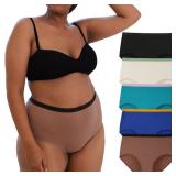 INNERSY Plus Size XL-5XL Big Curvy Woman Cotton Underwear High Waist Briefs 5-Pack(Sandy Beach,4X-Large)