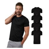 32 Degrees Mens 4 Pack Cool Quick Dry Active Basic Crew T-Shirt, Black, XX-Large
