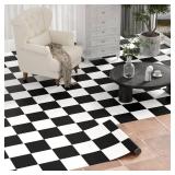 Oxdigi Peel and Stick Vinyl Flooring Roll 24"x 196" 32 Sq.Ft, Self Adhesive Vinyl Floor Tiles Black and White, Temporary Floor Stickers Waterproof for Living Room Bedroom Kitchen RV, Retail $38