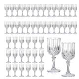 XUWAIDSGN 48 Pcs 7oz Plastic Vintage Wine Glasses Drinking Glasses Unbreakable Wedding Glassware Crystal Water Goblets Reusable Drinkware Vintage Champagne Flutes (48, Clear) Retail-$105