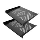 RIVECO 2 PCS 1U Server Rack Shelf 19 Rack-Mount Trays 16 Inches Vented Cantilevers for Server & Network Equipment Mounting, (40 CM) Depth, Black, Retail $100
