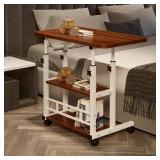 VebaCidi Medical Overbed Bedside Table with Two Shelves and Wheels (Hospital and Home Use), 31 1/2" Desk with Non Tilt Wooden Top, Adjustable Height (Black Walnut), $50