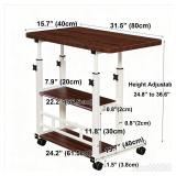 VebaCidi Medical Overbed Bedside Table with Two Shelves and Wheels (Hospital and Home Use), 31 1/2" Desk with Non Tilt Wooden Top, Adjustable Height (Black Walnut), $50