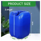 UMETASS Hdpe Carboy Plastic Jar 2 Pack 2.6 Gallon Water Storage Containers - Blue Plastic Jerry can with Sealed Inner Lids & Transparent Level Lines, Perfect for Home & Emergency Supplies
