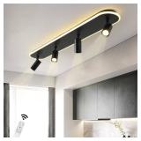 Jaycomey LED Track Lighting Fixtures Ceiling, 58W Adjustable Ceiling Spotlights with Remote, Dimmable 3000K-6500K Modern Kitchen Ceiling Light for Living Room Bedroom Dining Room Hallway Black Retail-