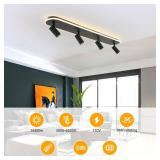 Jaycomey LED Track Lighting Fixtures Ceiling, 58W Adjustable Ceiling Spotlights with Remote, Dimmable 3000K-6500K Modern Kitchen Ceiling Light for Living Room Bedroom Dining Room Hallway Black Retail-