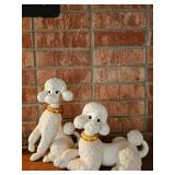 White Spaghetti Poodle Figurines with Gold Collars