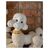 White Spaghetti Poodle Figurines with Gold Collars