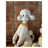 White Spaghetti Poodle Figurines with Gold Collars