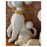 White Spaghetti Poodle Figurines with Gold Collars