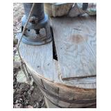 Cast Iron Hand Water Pump with Wooden Barrel Base
