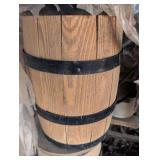 Wooden Barrel with Black Metal Bands