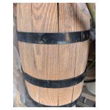 Wooden Barrel with Black Metal Bands