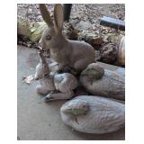 Concrete Garden Animal Statues - Rabbit, Lamb and Duck Set