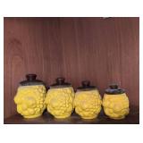 MCM Yellow Ceramic Bubble Design Canister Set