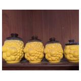 MCM Yellow Ceramic Bubble Design Canister Set