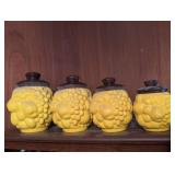 MCM Yellow Ceramic Bubble Design Canister Set
