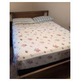 MCM Bedroom Suite Traditional Wood 5-Drawer Dresser with Bronze Handles, 9 drawer Long Dresser with Mirror, Full sized bed with headboard and footboard. Set includes mattress and box spring. Beautiful