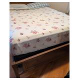 MCM Bedroom Suite Traditional Wood 5-Drawer Dresser with Bronze Handles, 9 drawer Long Dresser with Mirror, Full sized bed with headboard and footboard. Set includes mattress and box spring. Beautiful