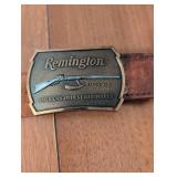 Remington Leather Belt with Bronze Buckle