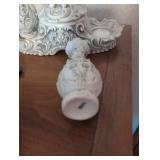 Ornate White Porcelain Cherub Candelabra Set