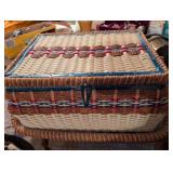 MCM Woven Sewing Basket with Complete Notions Set