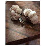 MCM screw back White Milk Glass and Gold Tone Cluster Earrings