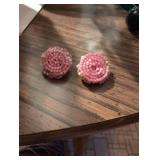 MCM Pink Beaded Clip-on Earrings