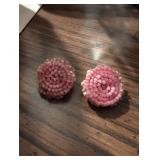 MCM Pink Beaded Clip-on Earrings
