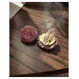 MCM Pink Beaded Clip-on Earrings