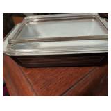 MCM Pyrex Black and Gold covered dish