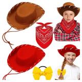 4 Pcs Kids Cowgirl Cowboy Hat Bow Bandana Classic Cartoon Movie Costume Western Costume Accessories for Kids Halloween Cowboy Cosplay. MISSING PARTS. - Retail: $25