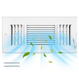 1 Pc 12x6 Inch Ceiling Vent Register for Home, White 3 Way Sidewall Solid Steel Wall Air Vent Registers AC Ceiling Vent Return Covers, Interior Size 12 x 6 Inch - Retail: $28