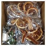 10 Pcs Christmas Dried Orange Slice Ornaments Handmade Rustic Christmas Tree Decorations Natural Beaded Pine Cones Cinnamon Scented Sticks Vintage Velvet Ribbon for Farmhouse Crafts - Retail: $26