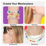 Bracelet Making Kit - Friendship Bracelet Kit for Jewelry Making with Pearl Beads, Clay Beads, Letters, Stars, Flowers, Hearts - Pink Kandi Beads Set for Girls, Boys and Adults - Retail: $7