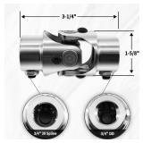 3/4 -30 Spline X 3/4" DD Chrome Steering Universal Joint Single U Joint Shaft - Retail: $23"