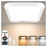 Rechargeable Motion Sensor Closet Light with Remote, Wireless Battery Operated Ceiling Light Magnetic Mount, Rechargeable LED Shower Light No Wiring for Indoor, Shower, Stairs, Shed, Hallway, Porch - 