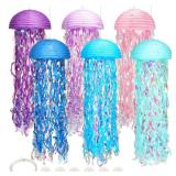 Mermaid Birthday Decorations, Pink Blue Purple Jellyfish Paper Lantern, Under The Sea Party Decorations with Hook+Rope, Hanging Jellyfish Paper Lanterns for Mermaid Party, Ocean Beach Party, Baby Show