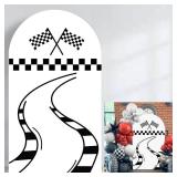 Racing Theme Spandex Arch Backdrop Stand Cover Kids Birthday Boy Cartoon Car Party Decor (6.6FT) - Retail: $28