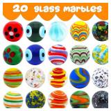 20 PCS Glass Marbles for Kids, Marble Games and Marble Run Accessories for Boys and Girls, Beautiful Marbles Bulk for Home Decoration - Retail: $9