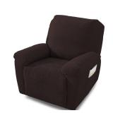 Recliner Covers, Stretch Recliner Chair Covers 4 Pieces 1 Seater Furniture Protector Soft Recliner Slipcover Covers for Recliners for Kids, Pet, Dark Brown