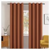Blackout Curtains for Bedroom Living Room Thermal Insulated Room Darkening Grommet Top Solid Light Blocking Drapery Set of 2 Window Panels 52 x 72 Inches Terracotta - Retail: $34