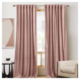 Velvet Curtains 72 inches Length, Back Tab & Rod Pocket Soft Fabric Curtains & Drapes for Home Office Attic Cafe Basement, Dusty Pink, W 52 x L 72, 2 Panels Set - Retail: $41