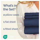 Full Size 4 Piece Sheet Set - Comfy Breathable & Cooling Bed Sheets Set - Hotel Luxury Bedding for Women, Men, Kids, Teens, Boys & Girls - Deep Pockets, Ultra-Soft, Wrinkle Free - Oeko-Tex - Navy Blue