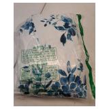 Living Room Curtains 100% Cotton 108 inch Length Two Panels Window Curtains for Bedroom with Loop & Rod Pockets - Rose Garden - Blue, 50 W x 108" L