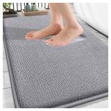 Thick Memory Foam Bath Mat Rug 30x20, Extra Soft Absorbent Bathroom Rugs, Quick Dry Bath Mats, Non-Slip, Machine Washable Carpet for Bathroom, Tub and Shower, Home Decor Accessories, Grey - Retail: $9