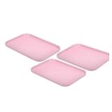 Plastic Fast Food Serving Tray, 3 Pcs 9.8 x 6.7" Reusable Rectangular Cafeteria Serving Platter for Party Kitchen Restaurant, Pink - Retail: $13"